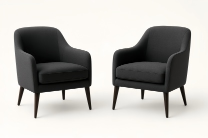 Set di 2 Poltrone in Tessuto Grigio Antracite con Gambe in Legno