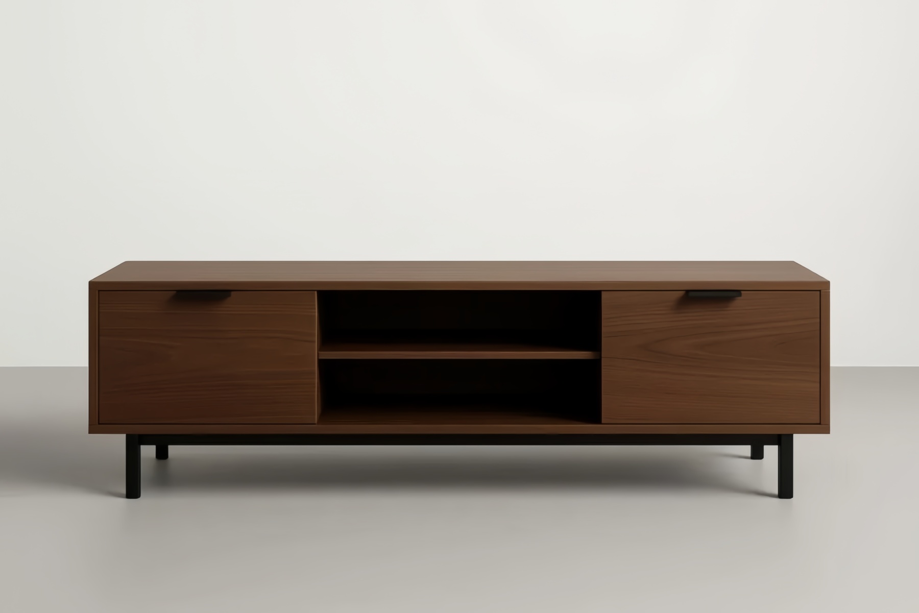 Mobile TV rettangolare marrone in legno e metallo con ante