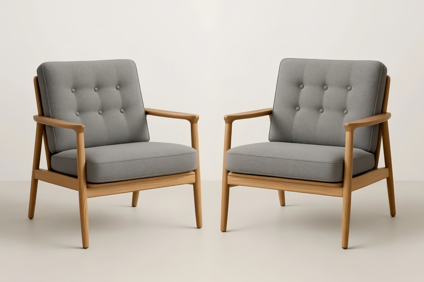 Coppia di Poltrone Grigio Legno e Tessuto