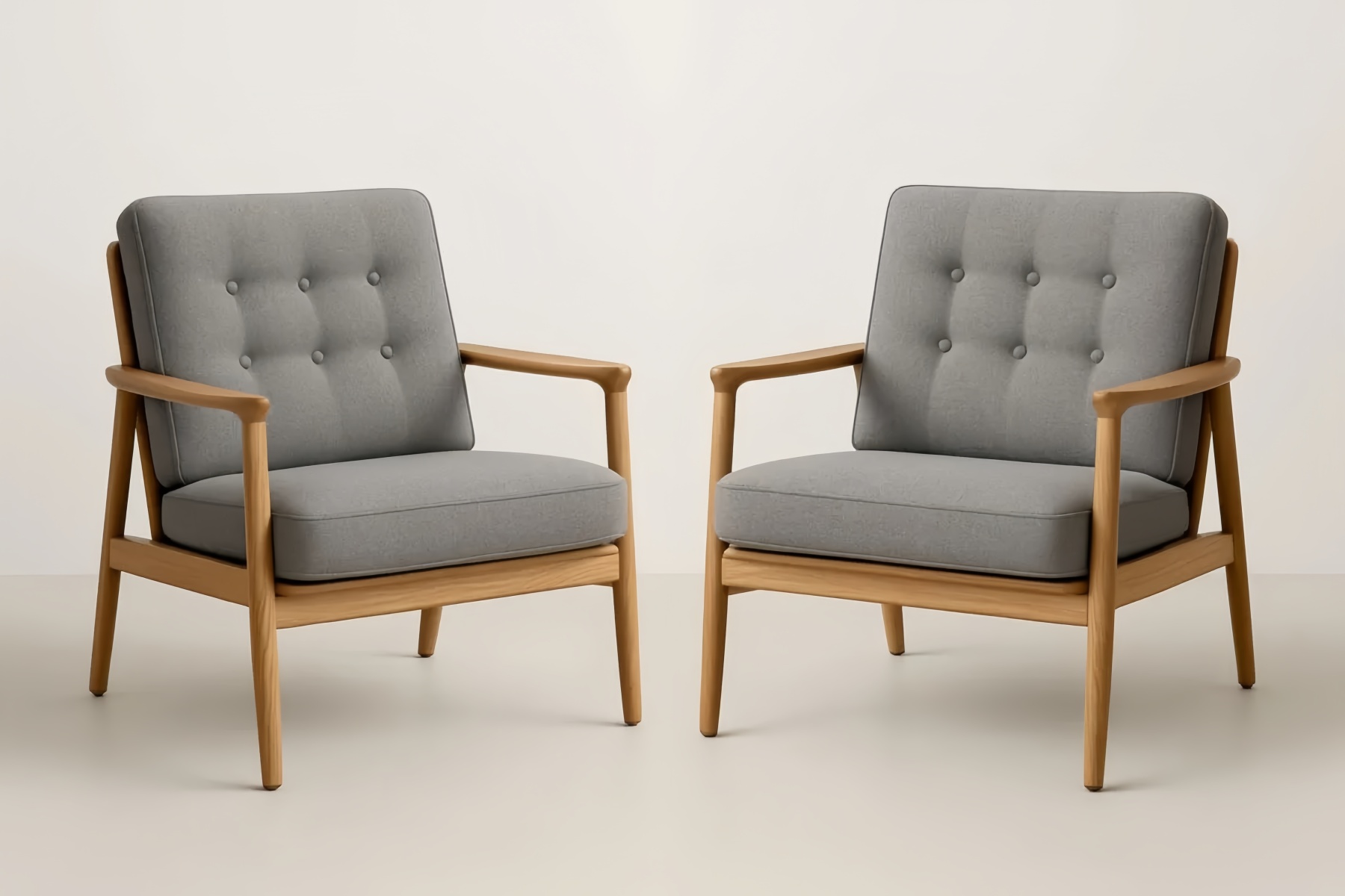 Coppia di Poltrone Grigio Legno e Tessuto