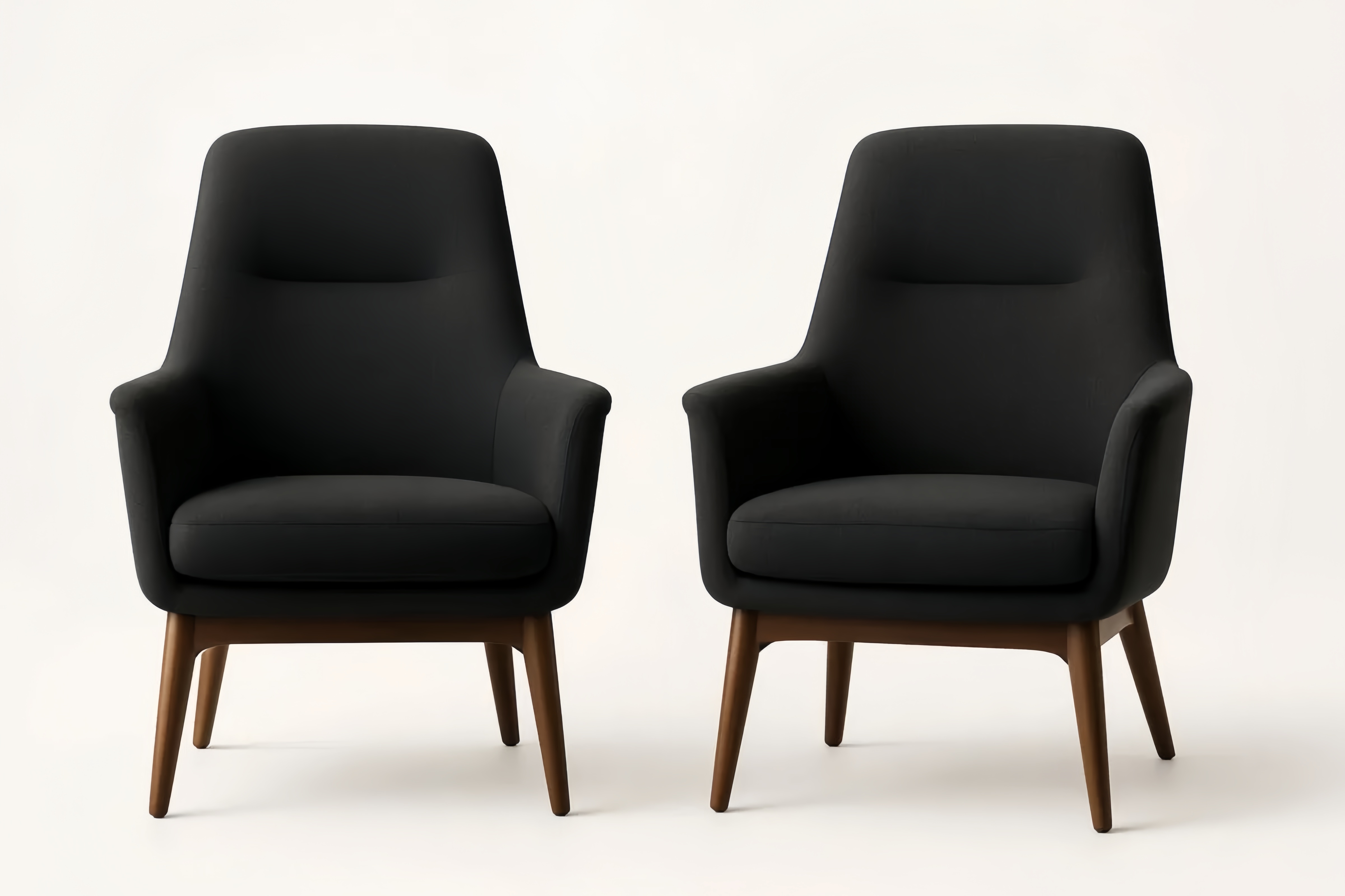 Set di 2 poltrone in tessuto nero con gambe in legno