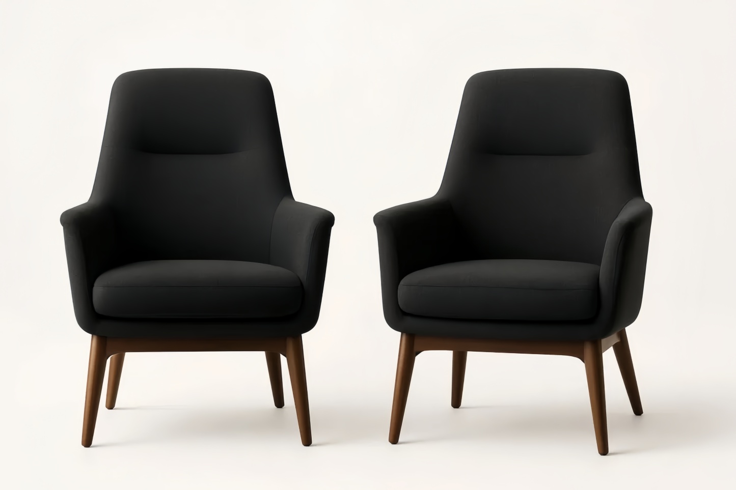 Set di 2 poltrone in tessuto nero con gambe in legno