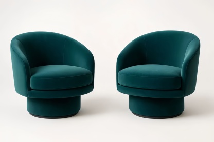 Set di 2 Poltrone Girevoli in Velluto Verde