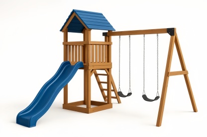 Struttura da Gioco in Legno con Scivolo e Altalene