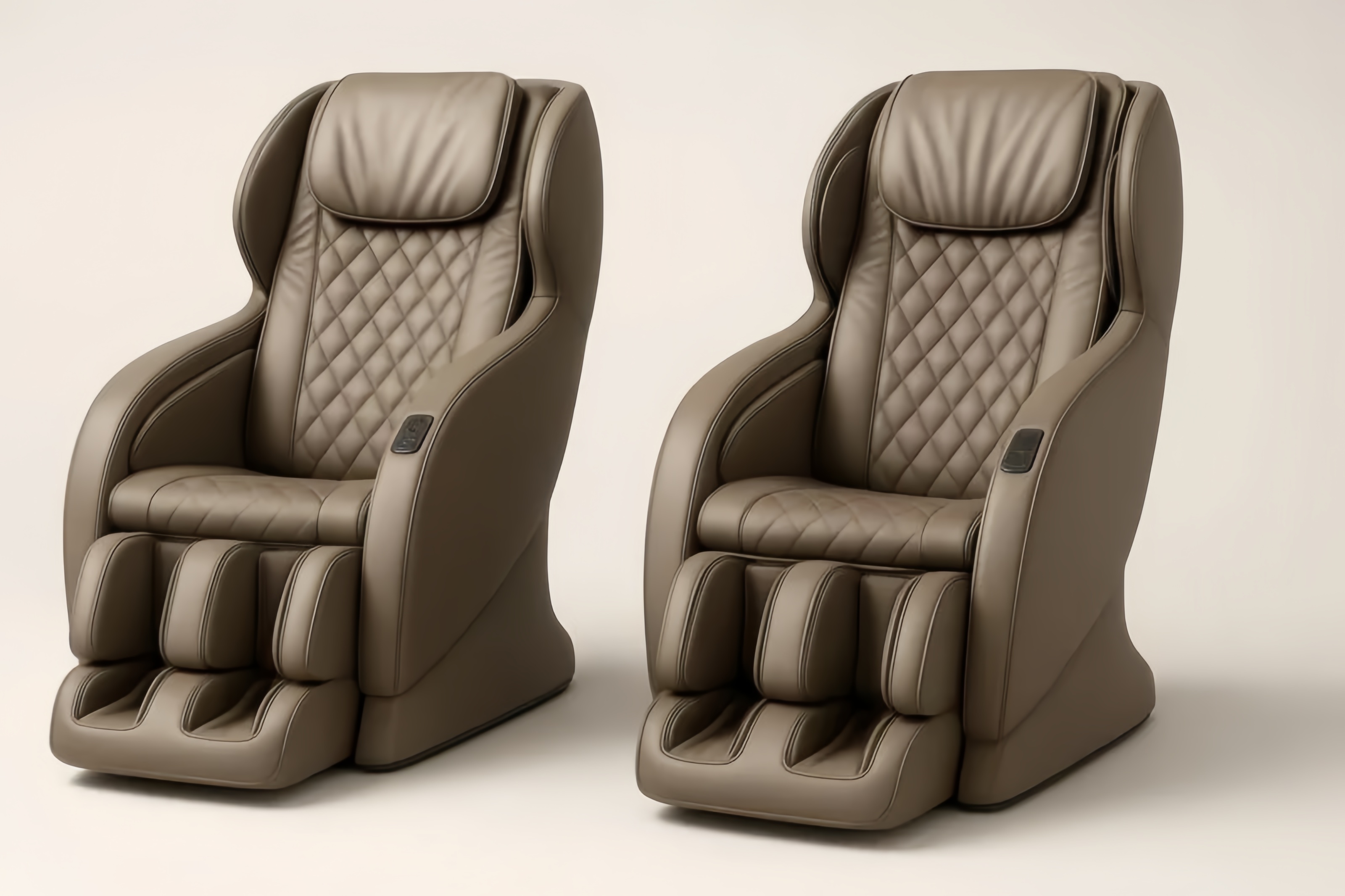 Poltrone Massaggianti in Pelle Marrone con Riscaldamento