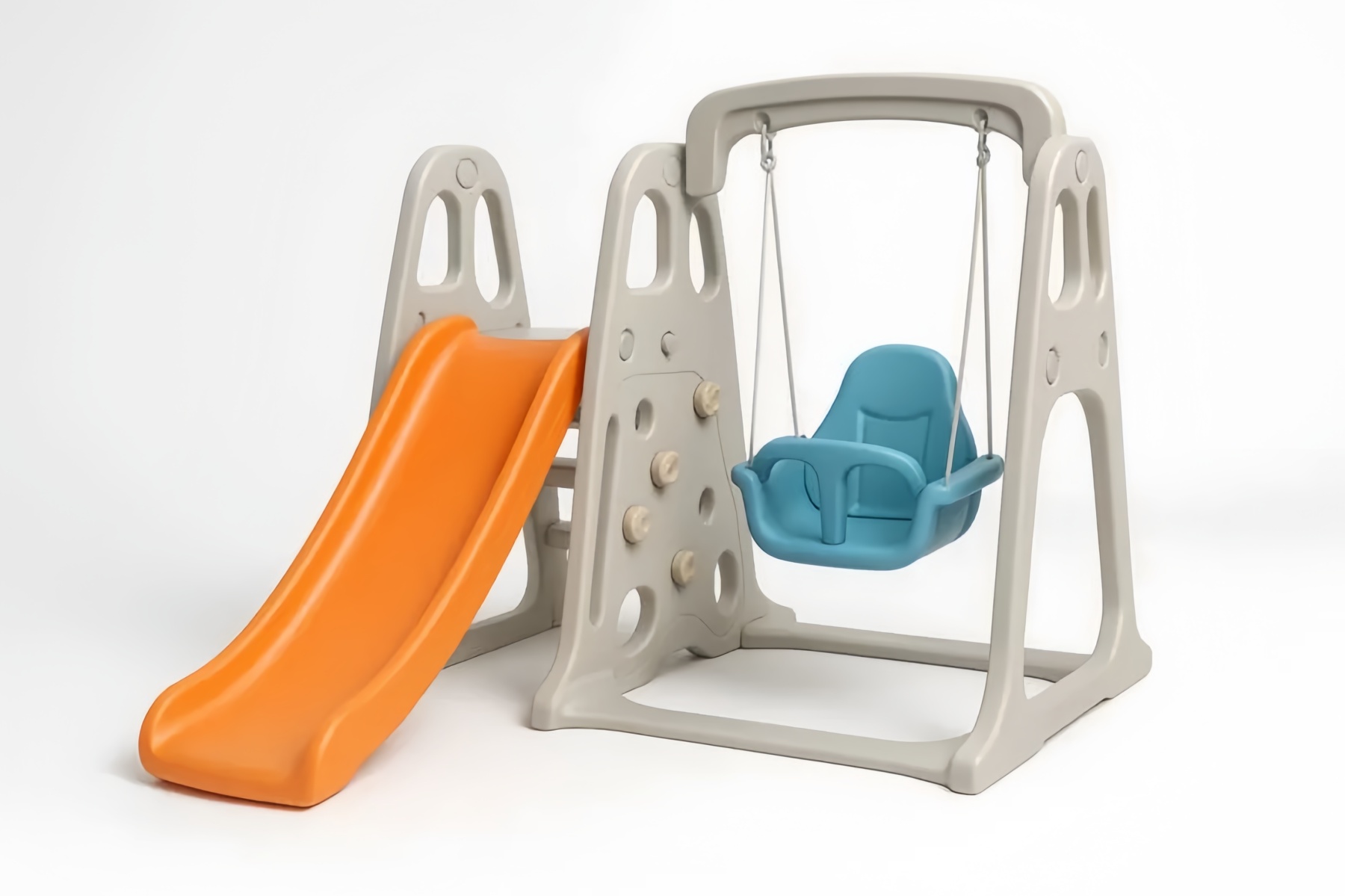 Altalena e Scivolo per Bambini in Plastica Arancione e Blu