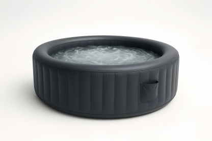 Piscina Idromassaggio Gonfiabile Rotonda PVC 210 cm Nero Grigio