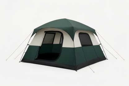 Tenda da Campeggio per 6 Persone in Poliestere Verde/Bianco Struttura Resistente