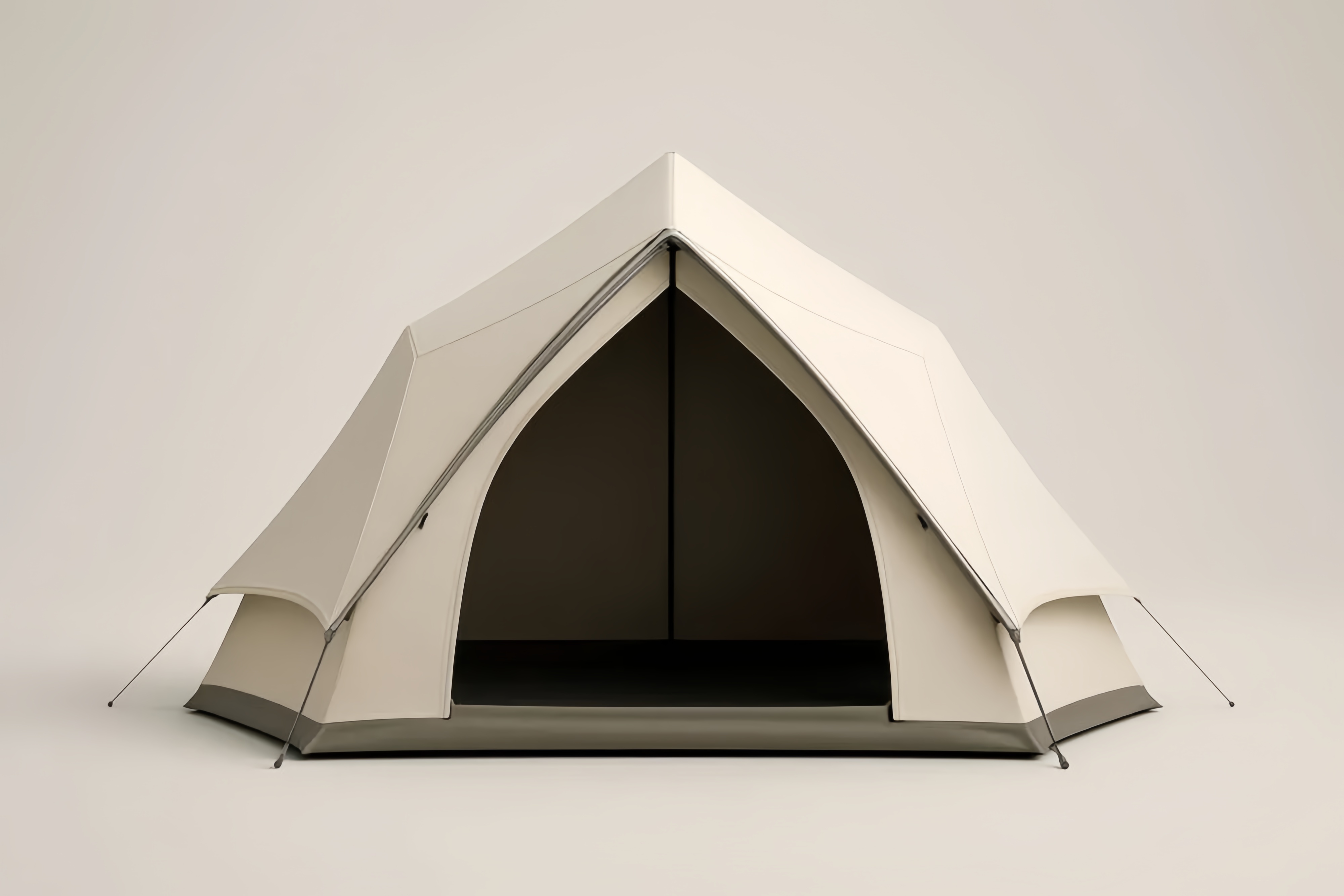 Tenda da Campeggio in Tela di Poliestere Beige, Impermeabile, 300x200x200 cm