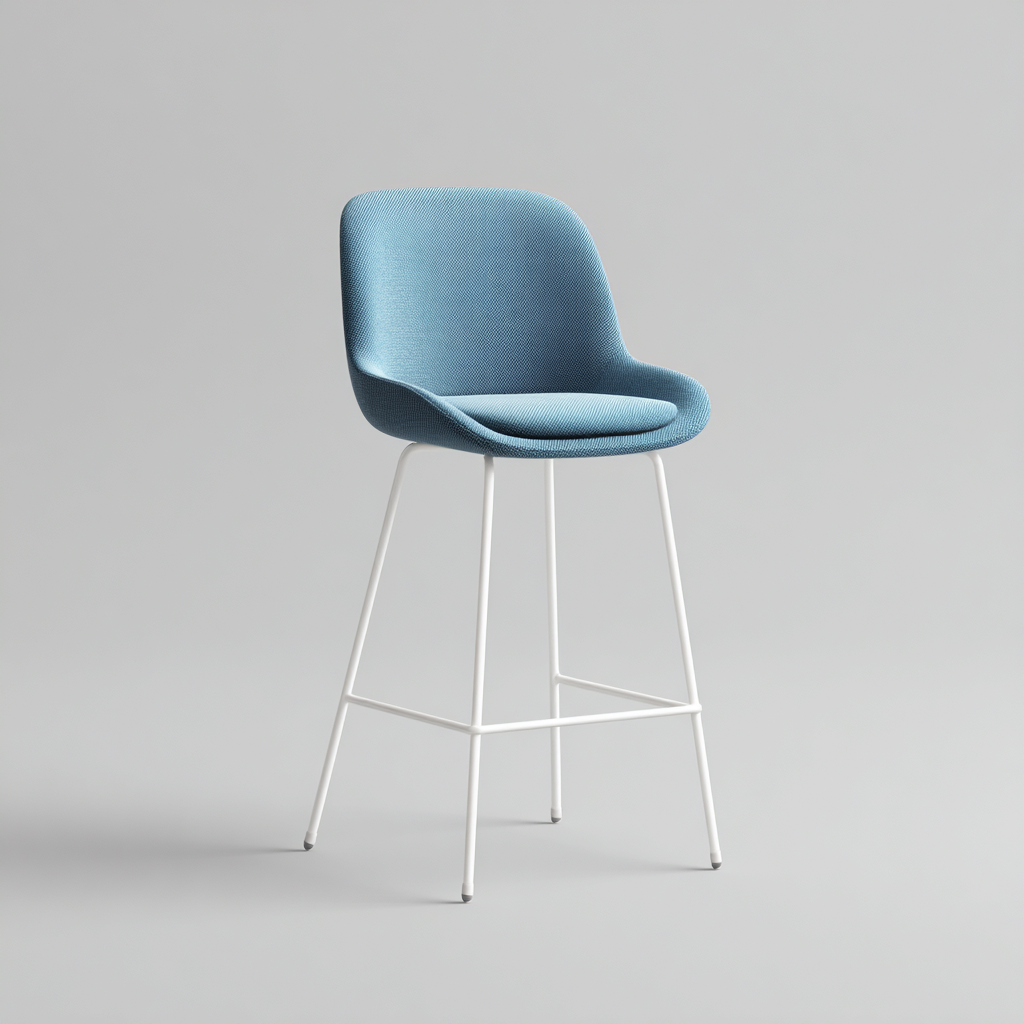 Sgabello da bar con schienale e seduta in tessuto 47x45x100 cm - blu - per sala da pranzo - design moderno-Framearo