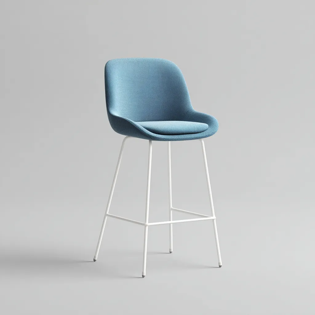 Sgabello da bar con schienale e seduta in tessuto 47x45x100 cm - blu - per sala da pranzo - design moderno-Framearo