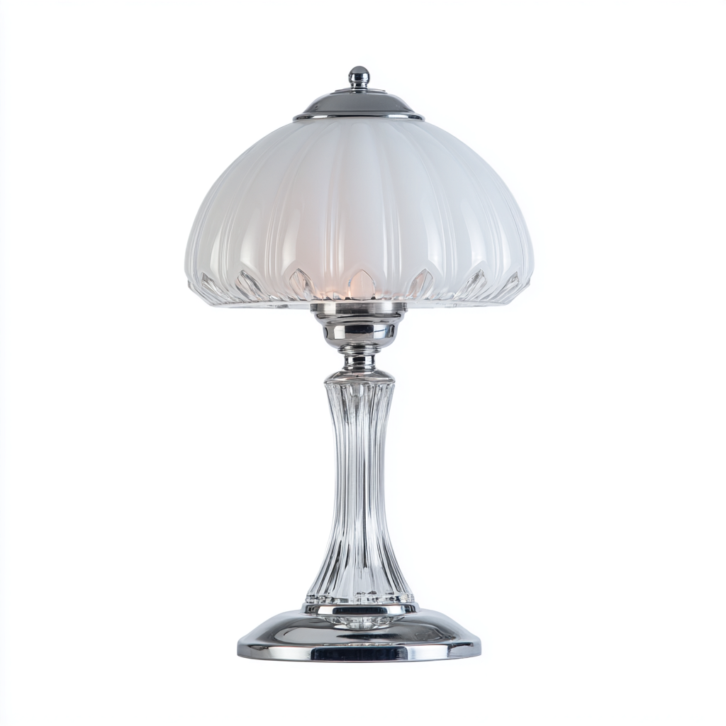 Lampada da tavolo - vetro e metallo 26x26x42 cm - bianco - argento - per soggiorno - design classico-Framearo