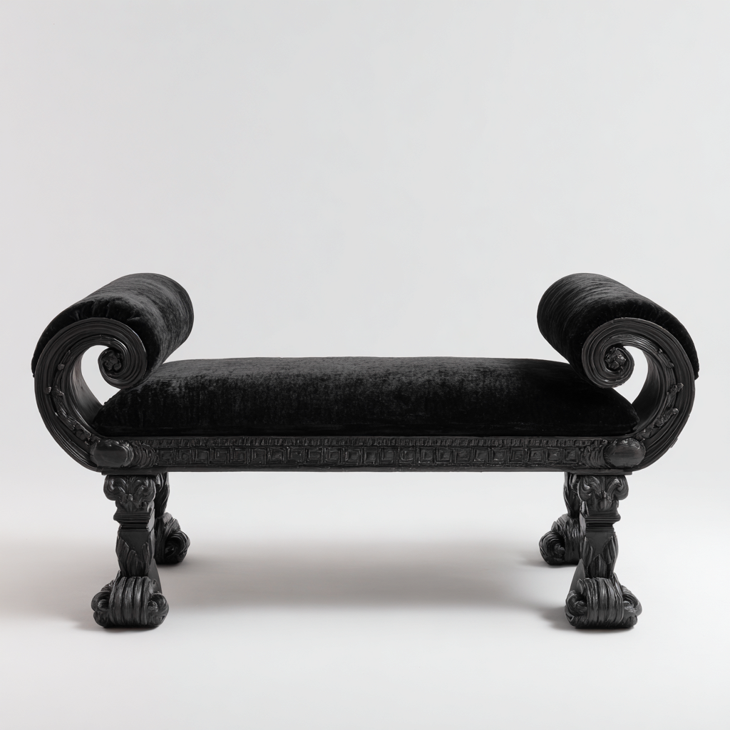 Panca per letto - velluto - legno - 128x42x58 cm - nero - per camera da letto - design classico-Framearo