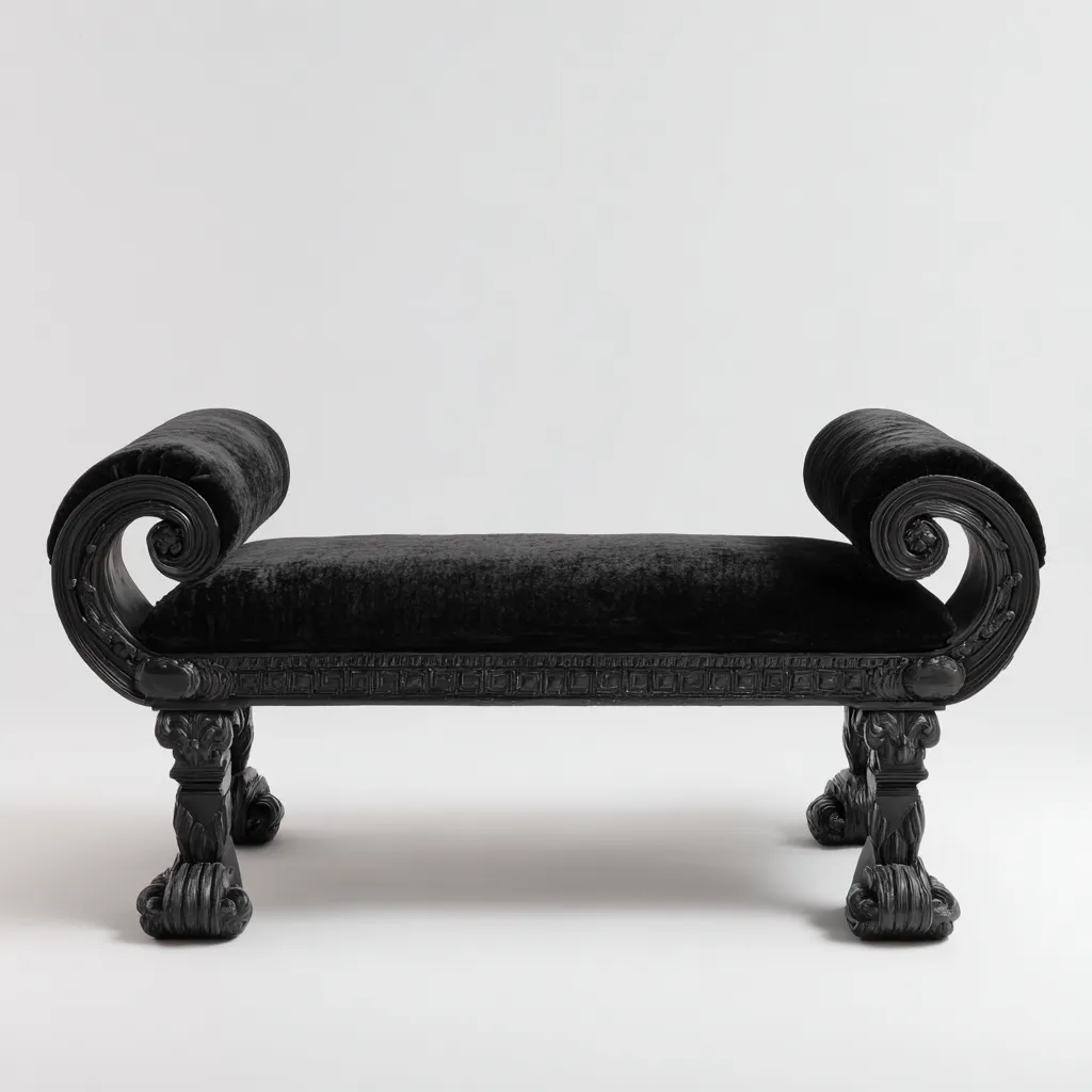 Panca per letto - velluto - legno - 128x42x58 cm - nero - per camera da letto - design classico-Framearo