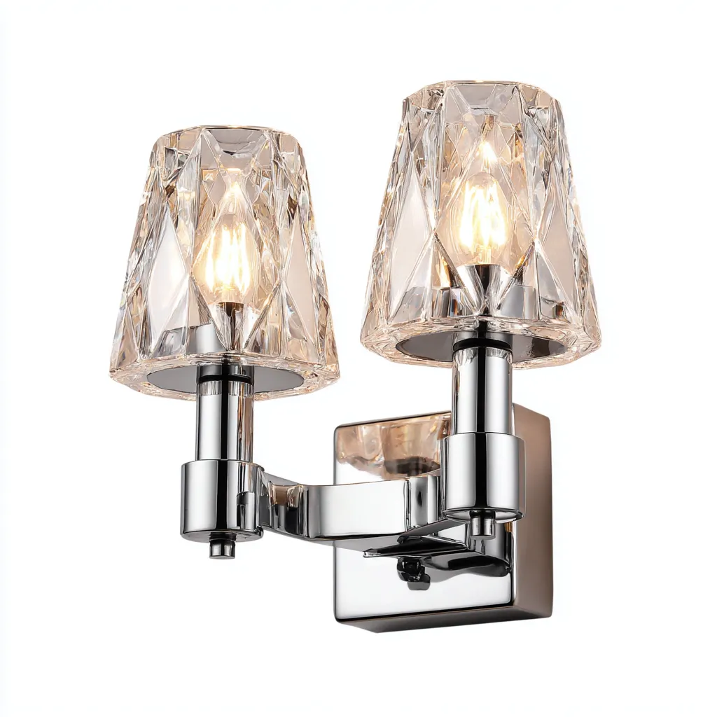 Applique - metallo - vetro - 28x18x26 cm - argento - trasparente - adatta per soggiorno - design moderno-Framearo