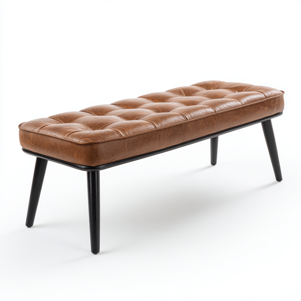 Panca per letto - pelle - 120x40 cm - marrone - per camera da letto - design moderno-Framearo