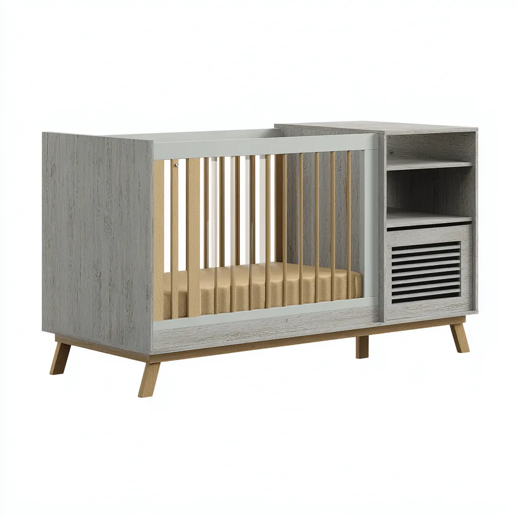 Culla in legno con vano laterale 135x70x95 cm - grigio - adatta alla camera da letto - design moderno-Framearo