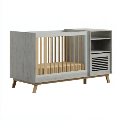 Culla in legno con vano laterale 135x70x95 cm - grigio - adatta alla camera da letto - design moderno-Framearo