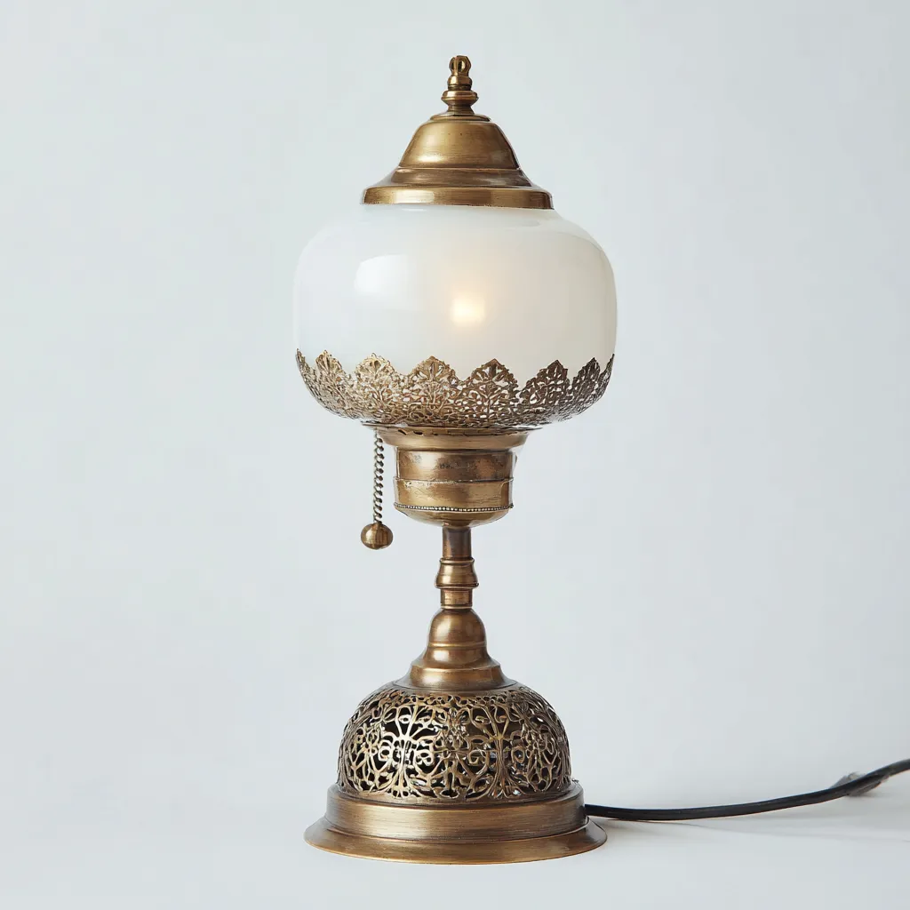 Lampada da tavolo - metallo - vetro 22x22x40 cm - bronzo - bianco - adatta per soggiorno - design classico-Framearo