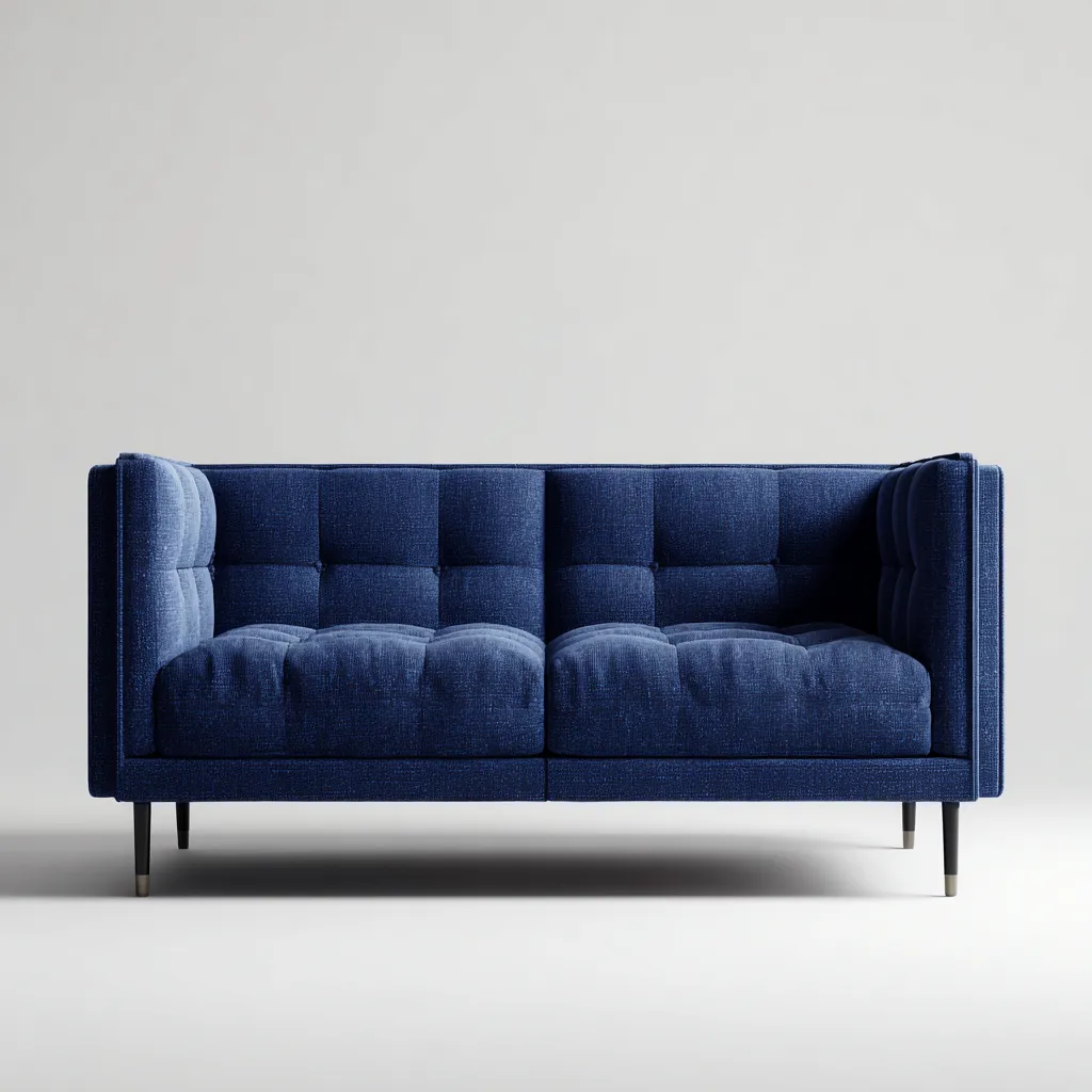 Divano lineare in tessuto 185x85x80 cm - blu scuro - per soggiorno - design moderno-Framearo