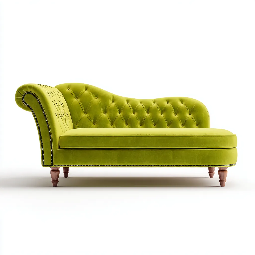 Chaise longue in velluto 180x75x85 cm - verde lime - per soggiorno - design classico capitonné-Framearo