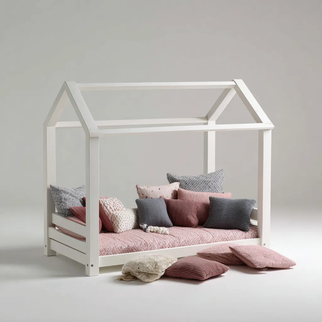 Letto per bambini legno 165x88x140 cm - bianco - per camera da letto - design a casetta-Framearo