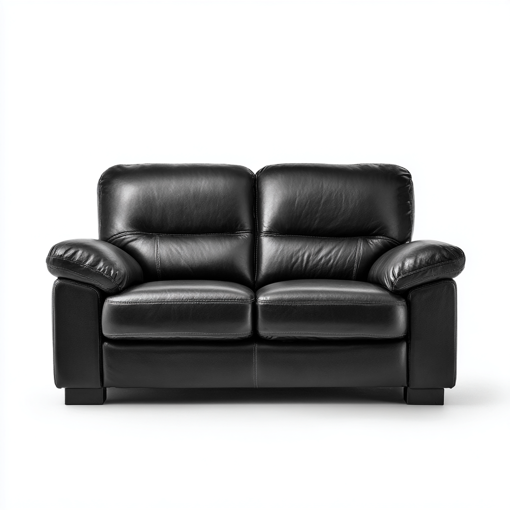 Divano lineare in pelle sintetica 180x92x90 cm - nero - per soggiorno - design moderno-Framearo