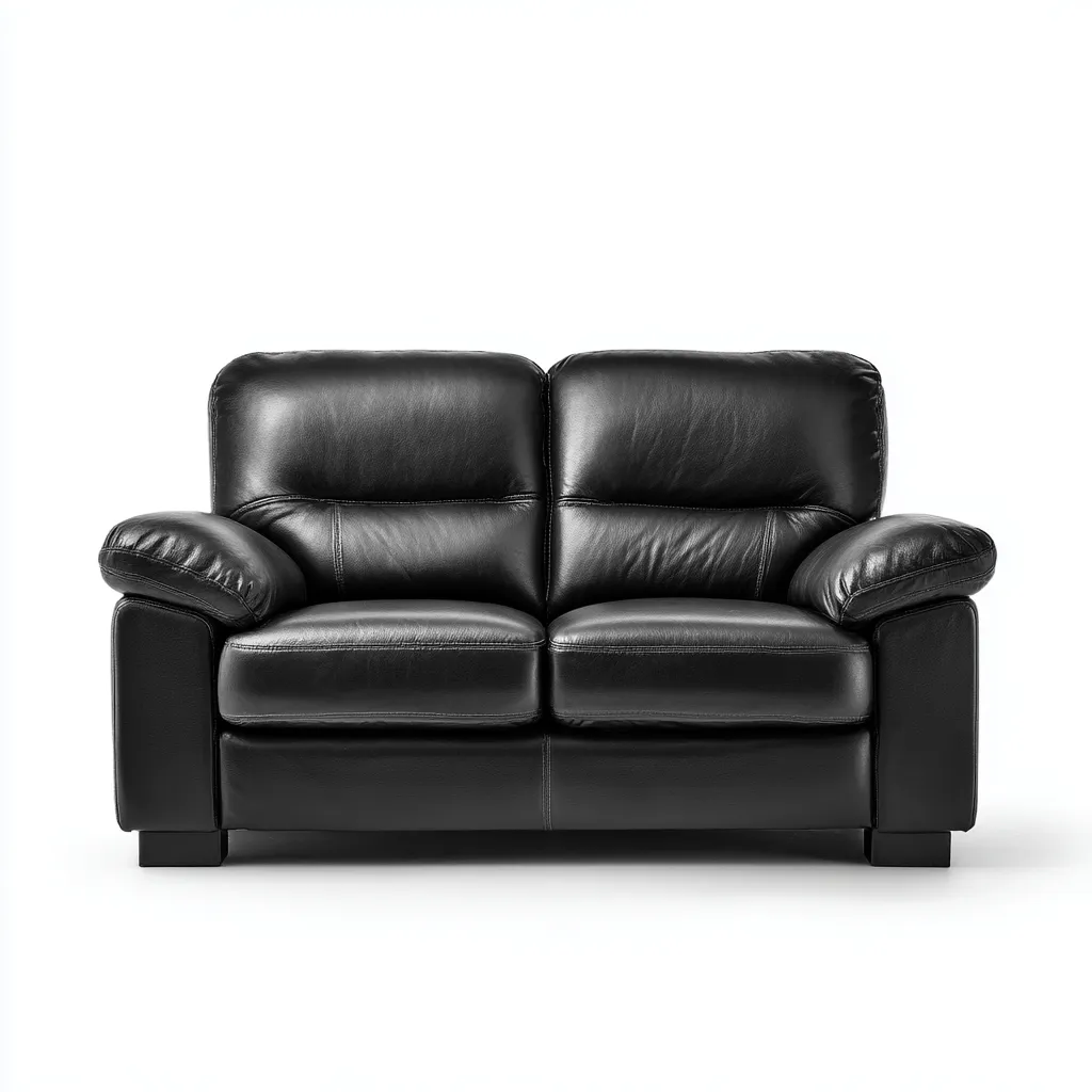 Divano lineare in pelle sintetica 180x92x90 cm - nero - per soggiorno - design moderno-Framearo