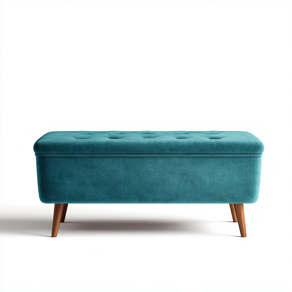 Panca per letto - velluto con contenitore 95x40x45 cm - verde acqua - adatta per camera da letto - design moderno-Framearo