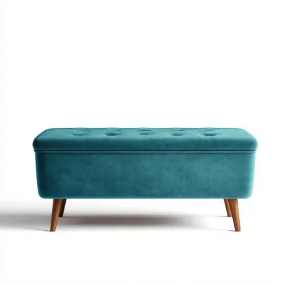 Panca per letto - velluto con contenitore 95x40x45 cm - verde acqua - adatta per camera da letto - design moderno-Framearo