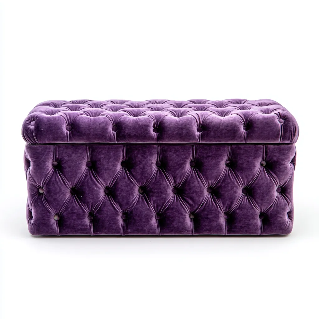 Panca per letto con contenitore - velluto - 110x45x50 cm - viola - per camera da letto - design moderno-Framearo