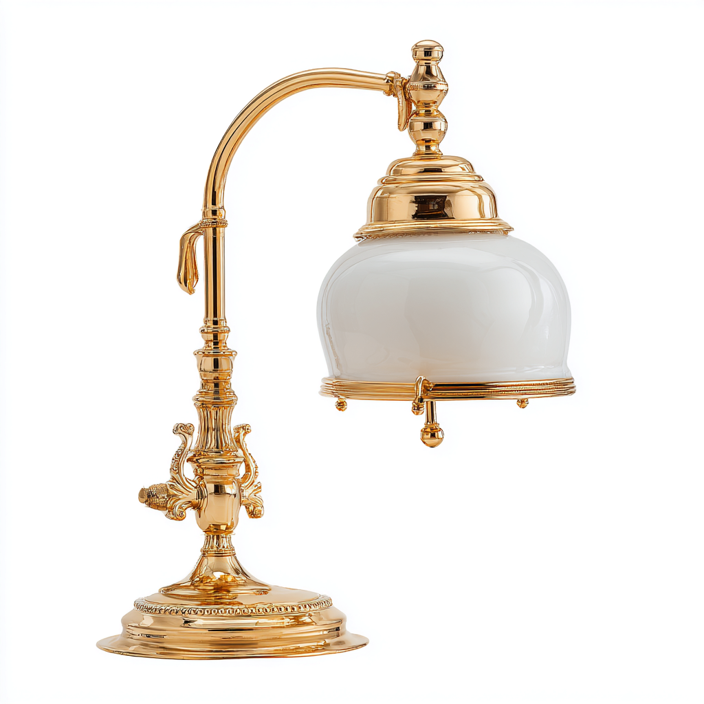 Lampada da tavolo - vetro e ottone 25x20x40 cm - bianco - ottone - per soggiorno - design classico-Framearo