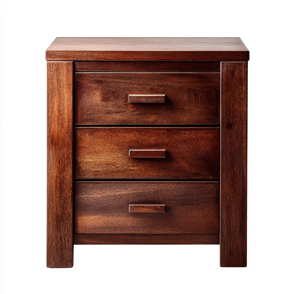 Comodino - legno 45x40x55 cm - marrone scuro - adatto per camera da letto - design moderno con tre cassetti-Framearo