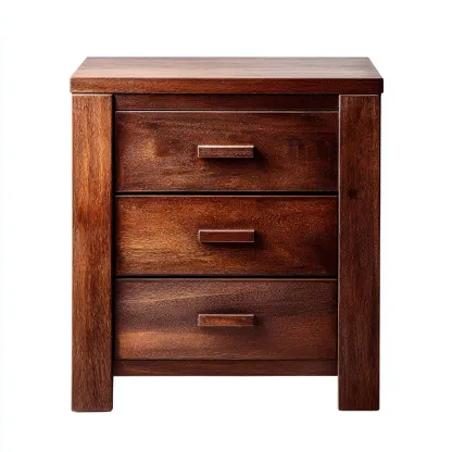 Comodino - legno 45x40x55 cm - marrone scuro - adatto per camera da letto - design moderno con tre cassetti-Framearo