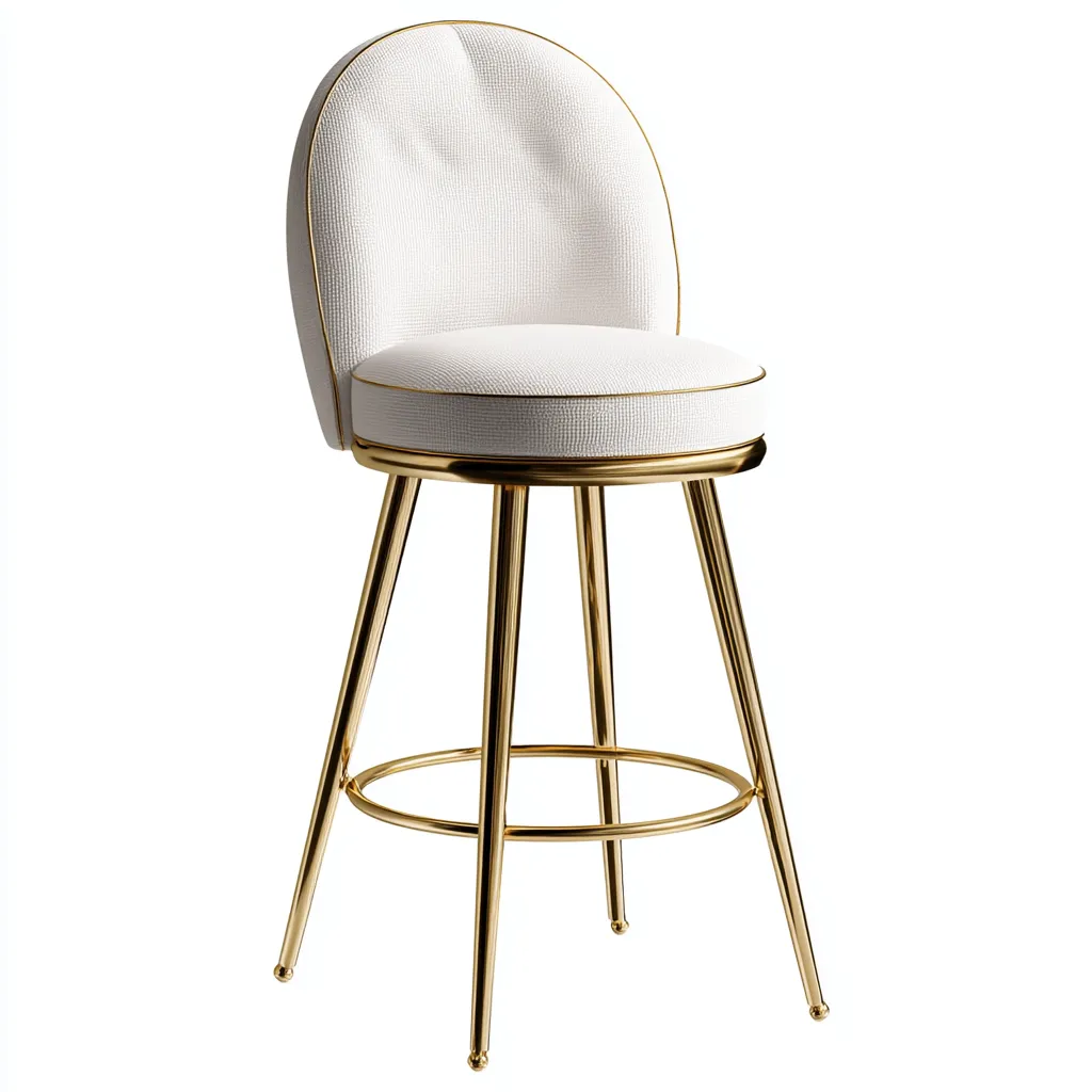 Sgabello da bar con schienale e seduta imbottita in tessuto 45x45x100 cm - bianco - per sala da pranzo - design moderno-Framearo