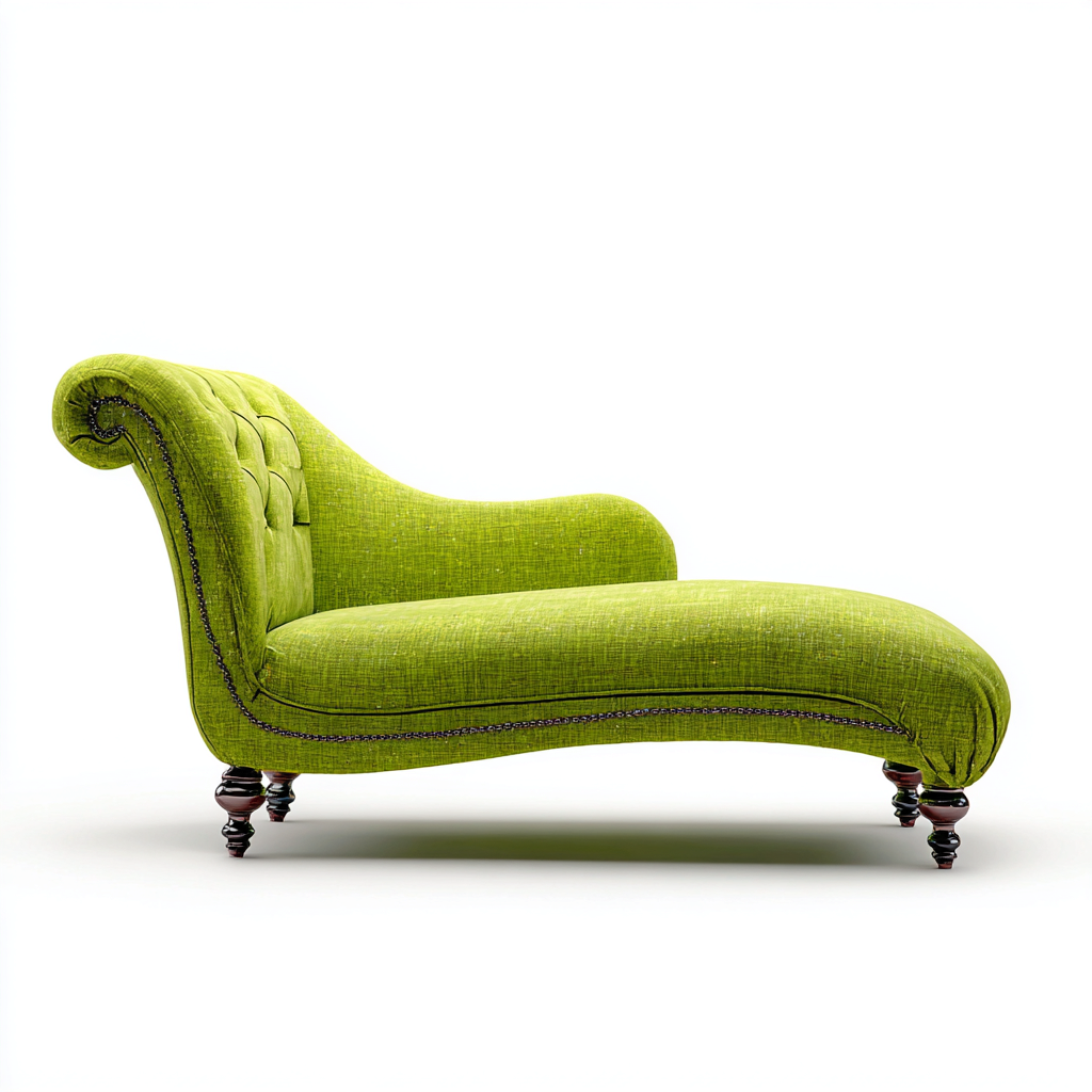 Chaise longue in tessuto 175x55x85 cm - verde lime - per soggiorno - design classico ricurvo-Framearo