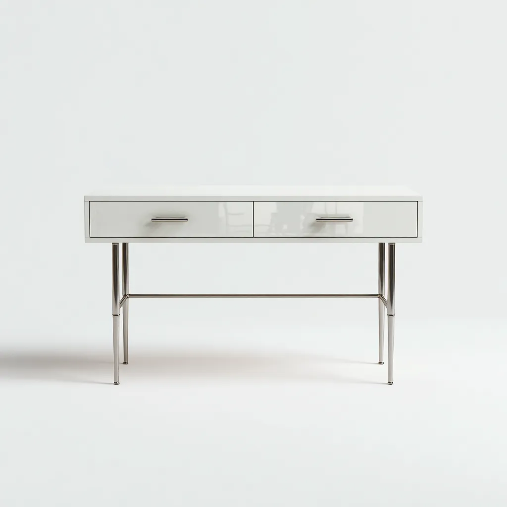 Scrivania - legno - metallo - 120x50x75 cm - bianco - adatta per studio - ufficio - 2 cassetti - design moderno-Framearo