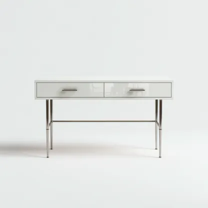 Scrivania - legno - metallo - 120x50x75 cm - bianco - adatta per studio - ufficio - 2 cassetti - design moderno-Framearo