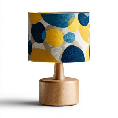 Lampada da tavolo - legno e tessuto 20x20x28 cm - multicolore - legno naturale - per soggiorno - design moderno-Framearo