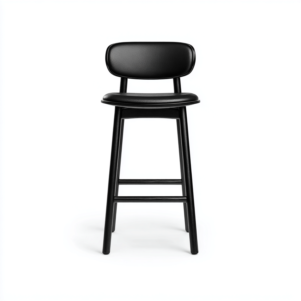 Sgabello da bar con schienale e seduta in pelle sintetica 48x45x100 cm - nero - per sala da pranzo - design moderno-Framearo