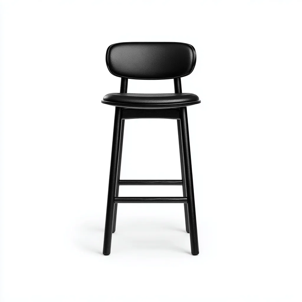 Sgabello da bar con schienale e seduta in pelle sintetica 48x45x100 cm - nero - per sala da pranzo - design moderno-Framearo