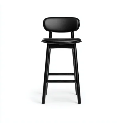 Sgabello da bar con schienale e seduta in pelle sintetica 48x45x100 cm - nero - per sala da pranzo - design moderno-Framearo