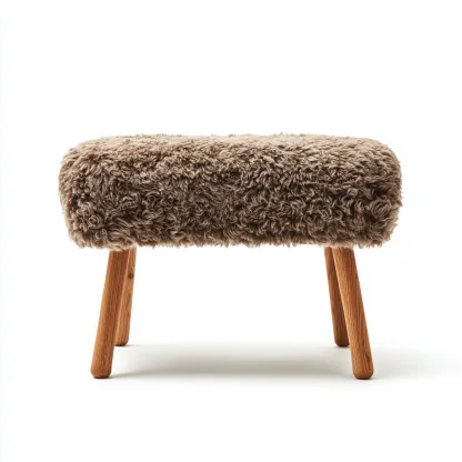 Panca per letto - legno - pelliccia sintetica - 60x32x42 cm - marrone - per camera da letto - design moderno-Framearo