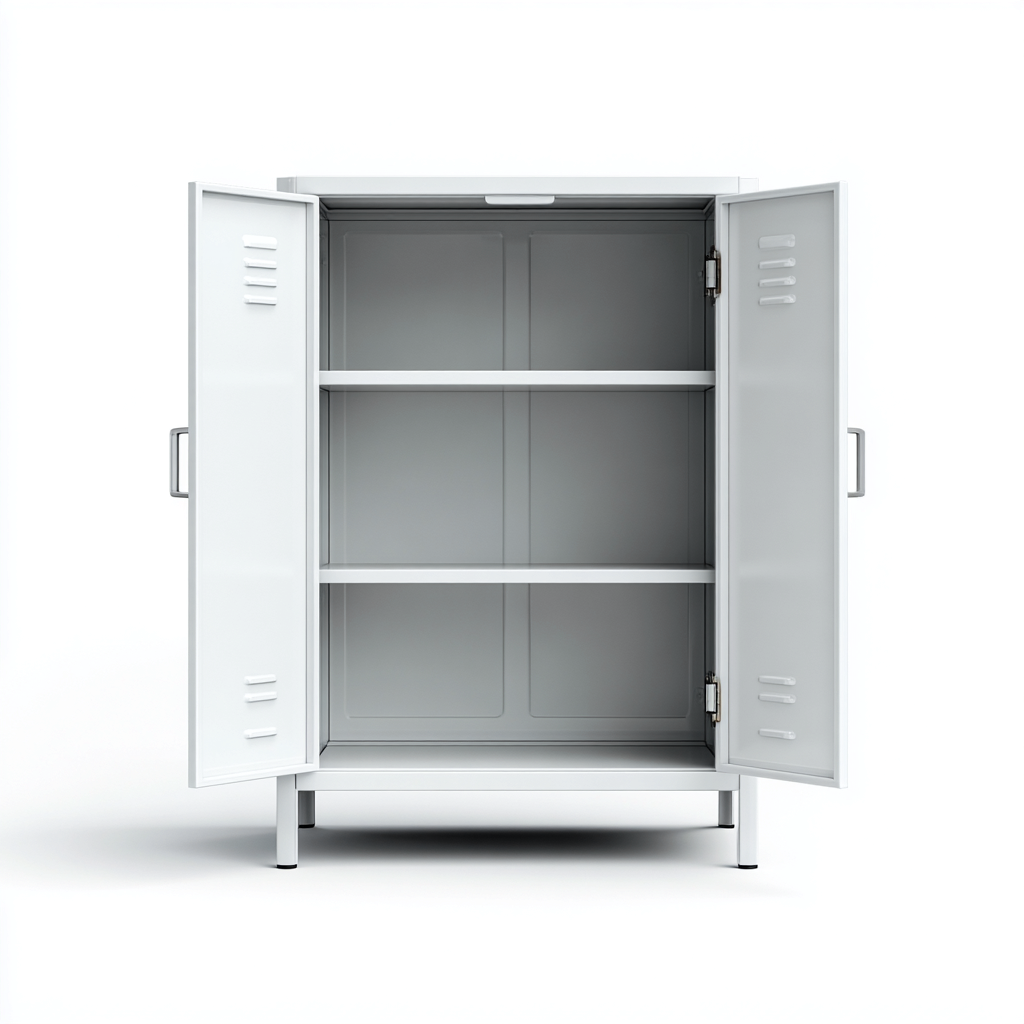 Armadio per ufficio - metallo - 80x40x110 cm - bianco - 2 ante - adatto per ufficio - design moderno-Framearo