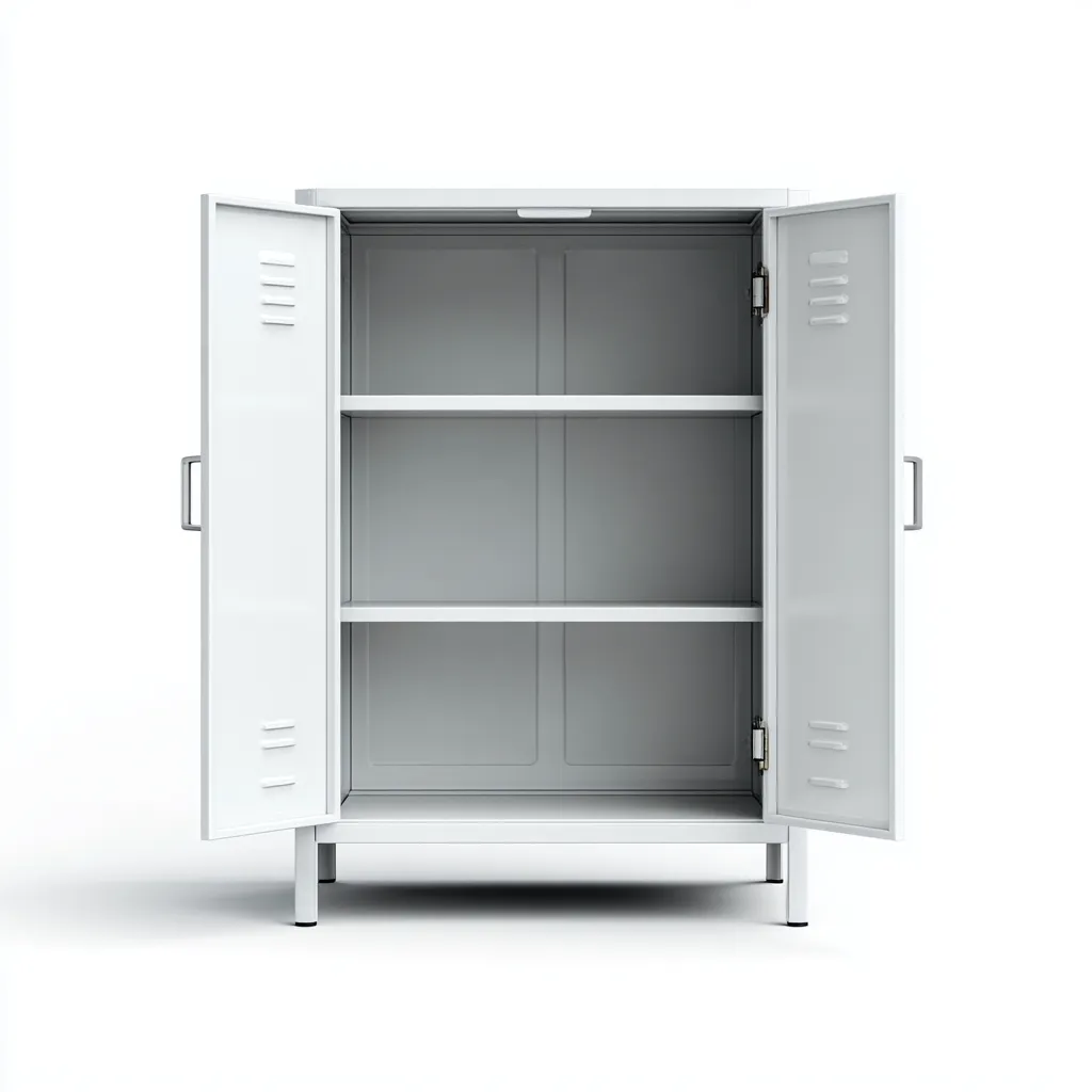 Armadio per ufficio - metallo - 80x40x110 cm - bianco - 2 ante - adatto per ufficio - design moderno-Framearo