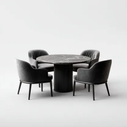 Set da pranzo - marmo - metallo - tessuto - 120x120x75 cm - grigio - nero - per sala da pranzo - design moderno-Framearo