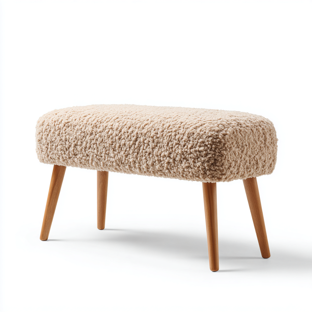 Panca per letto - tessuto bouclé 95x40x45 cm - beige - adatta per camera da letto - design moderno-Framearo