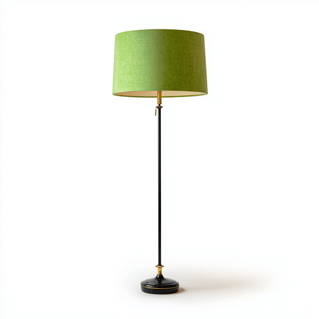 Lampada da terra - metallo - tessuto - 35x35x165 cm - nero - verde - per interni - design moderno-Framearo
