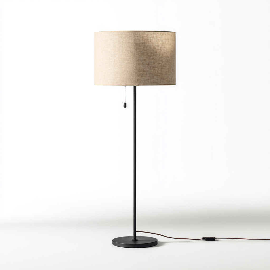 Lampada da terra - metallo - tessuto - 40x40x160 cm - nero - beige - adatta per soggiorno - design moderno-Framearo