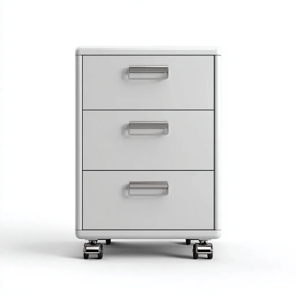 Armadio per ufficio - metallo - 45x40x65 cm - bianco - con ruote - 3 cassetti - adatto per ufficio - design moderno-Framearo